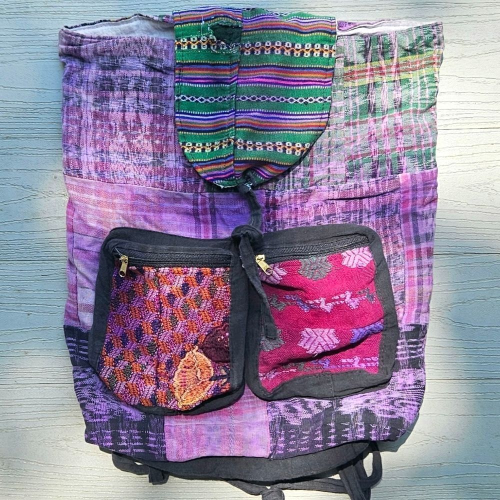 BOHO HIPPIE BACKPACK BAG HANDMADE - Picture 3 of 12